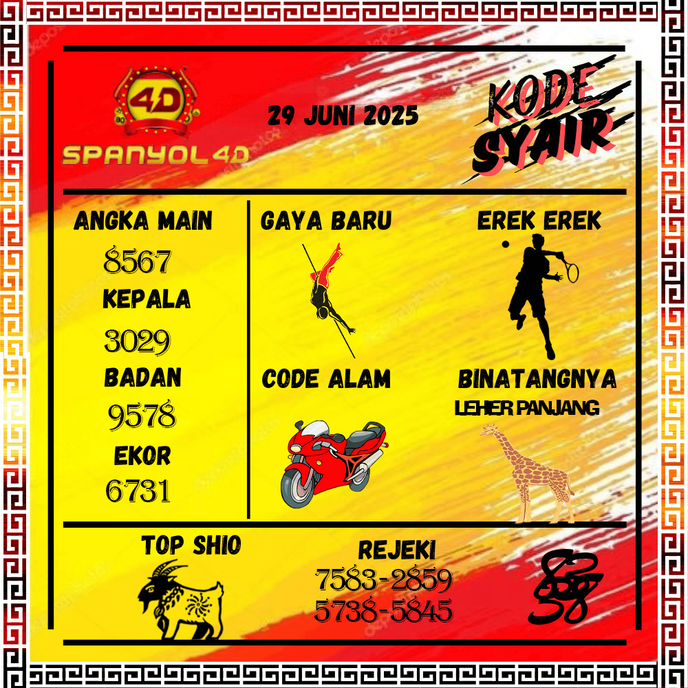 Kode Syair Spanyol4D Pools - Juni  Pools